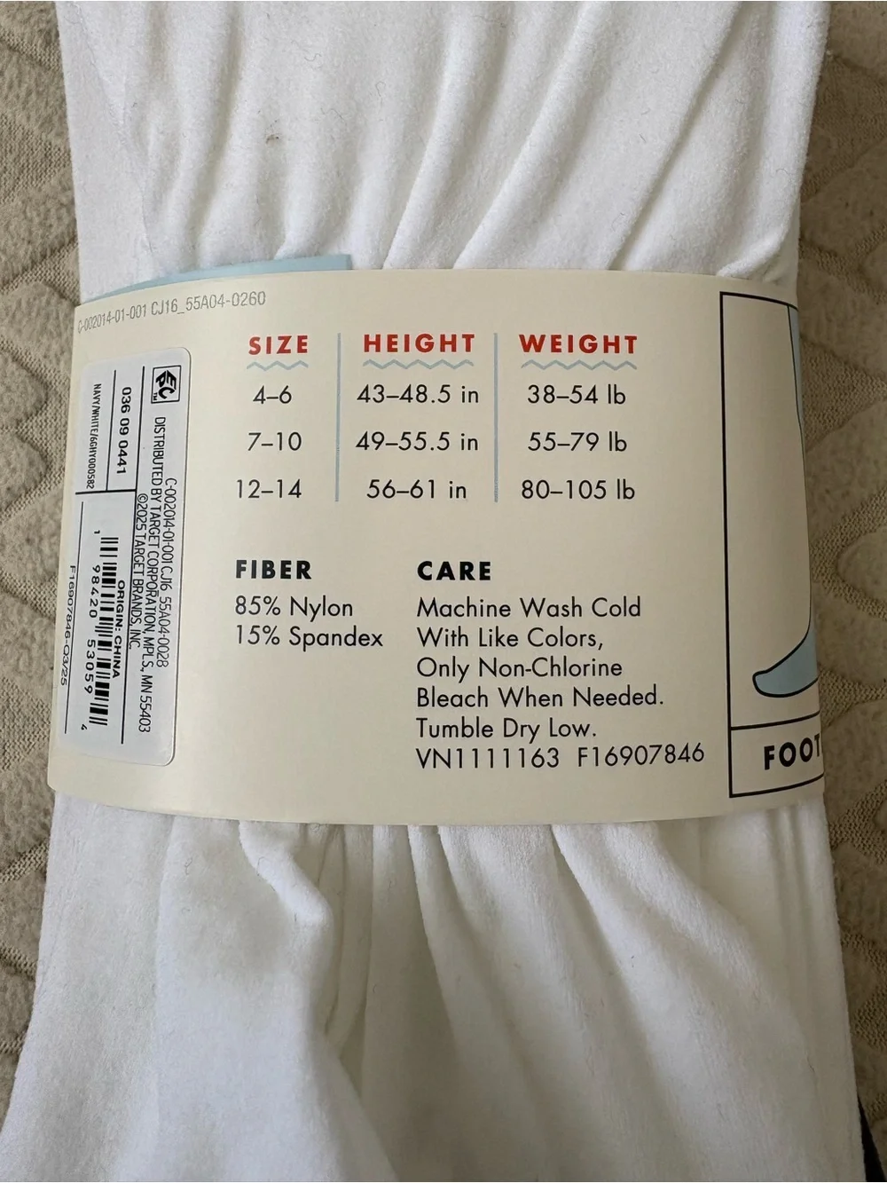 Target Cat & Jack Girls Opaque Tights – Navy & White (2 Pairs) New (12-14)